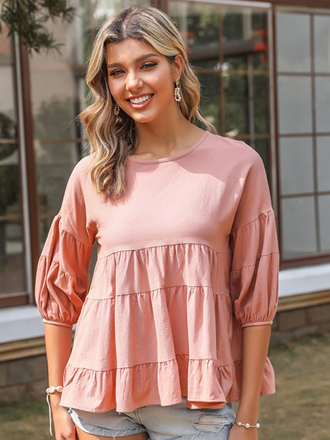 

LULU & SKY Round Neck Top, Pink