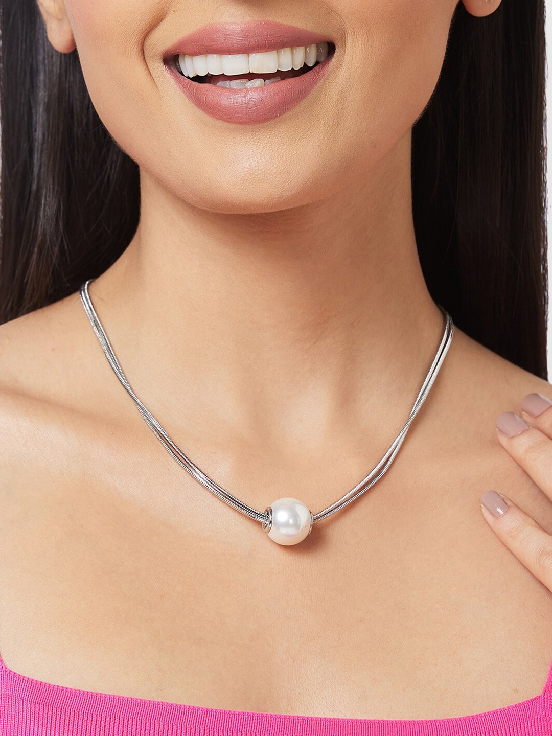 

Globus Silver-Plated Pearl Beaded Necklace