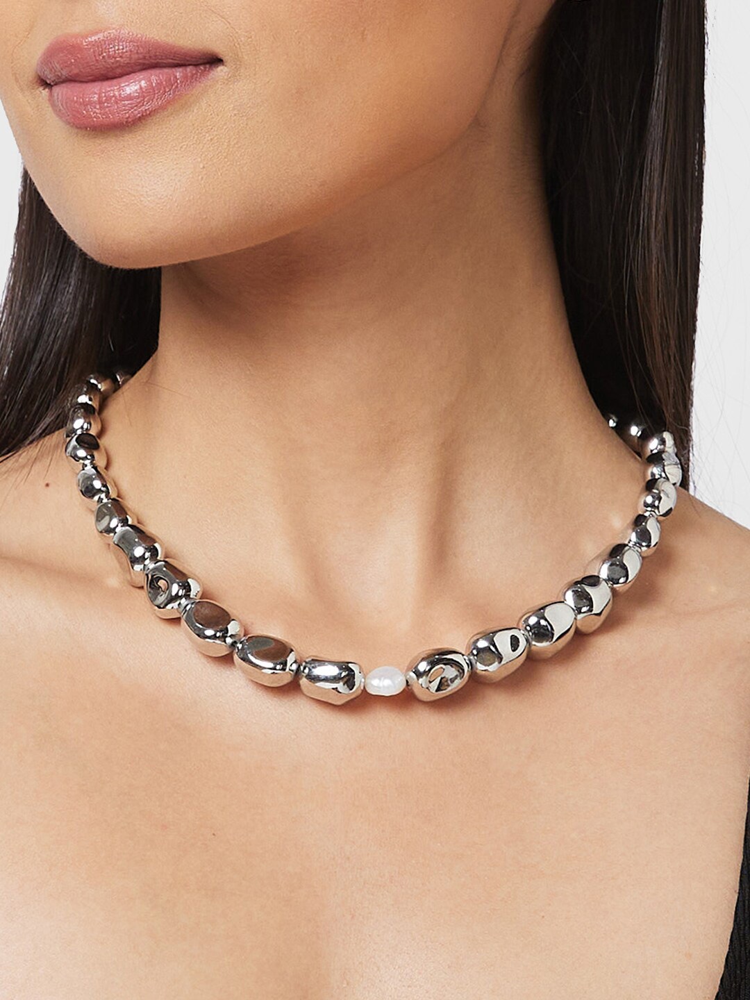 

Globus Silver-Plated Beaded Statement Necklace