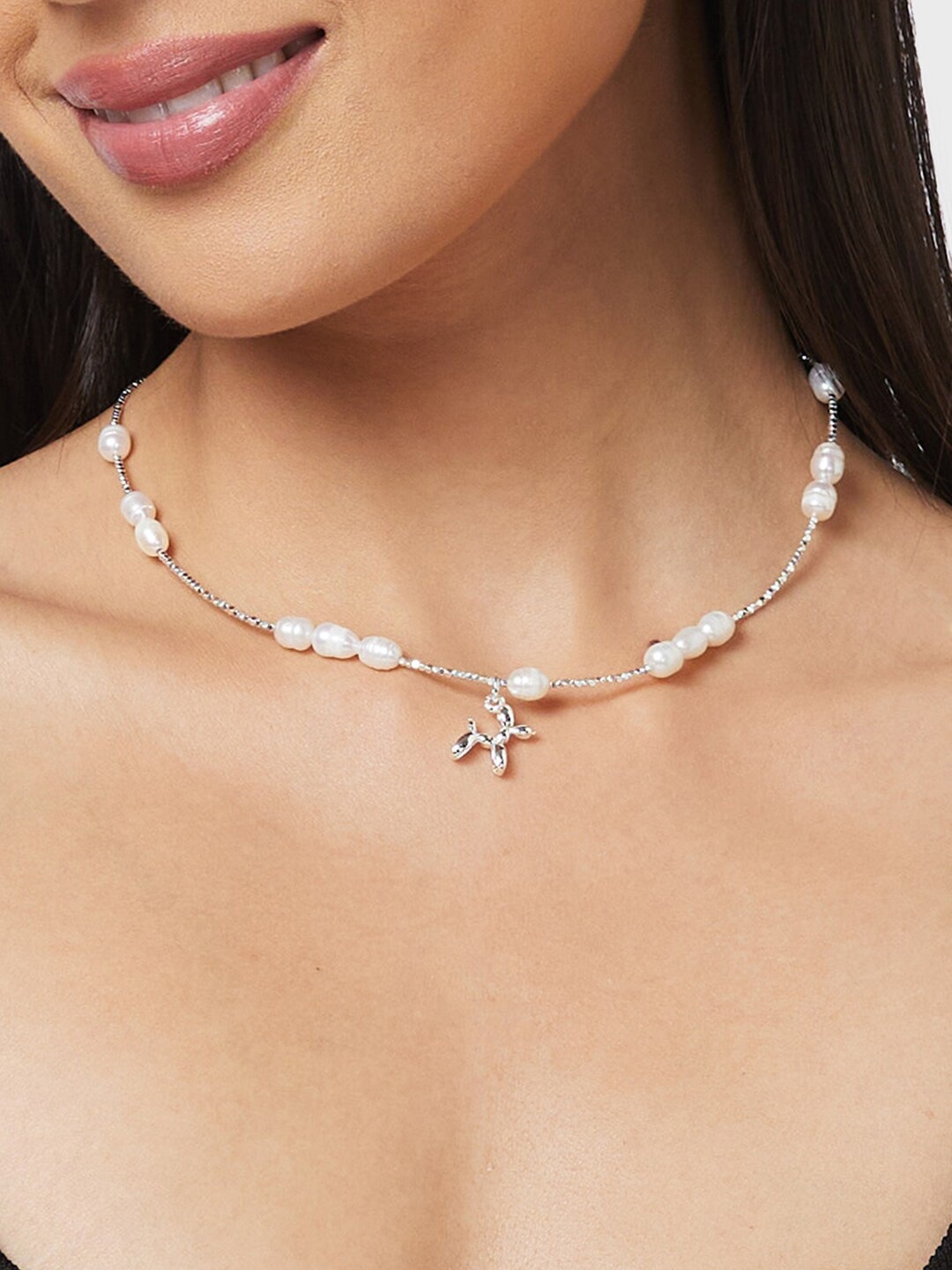

Globus Silver-Plated Pearl Beaded Necklace