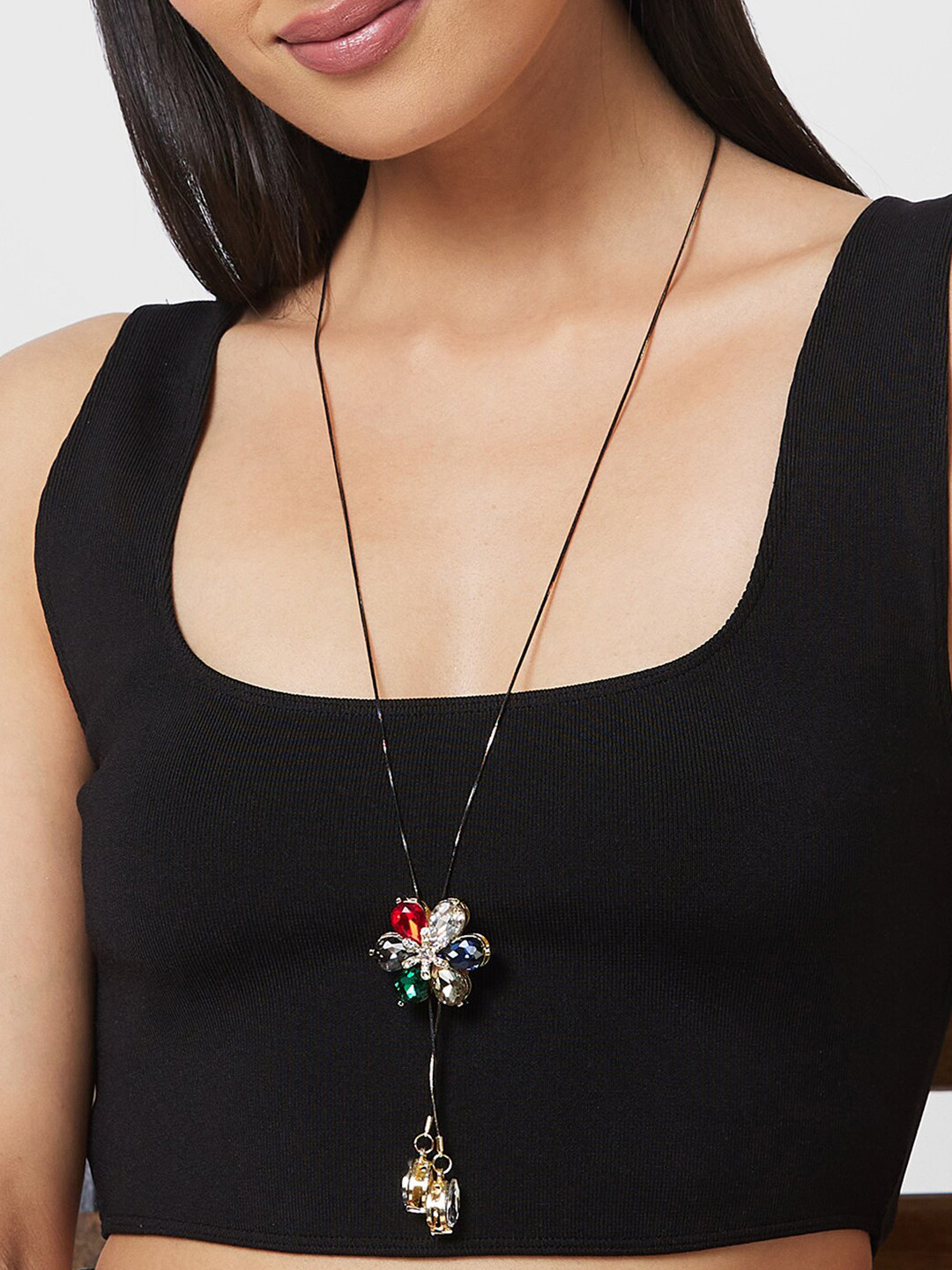 

Globus Silver-Plated Stone Studded Necklace