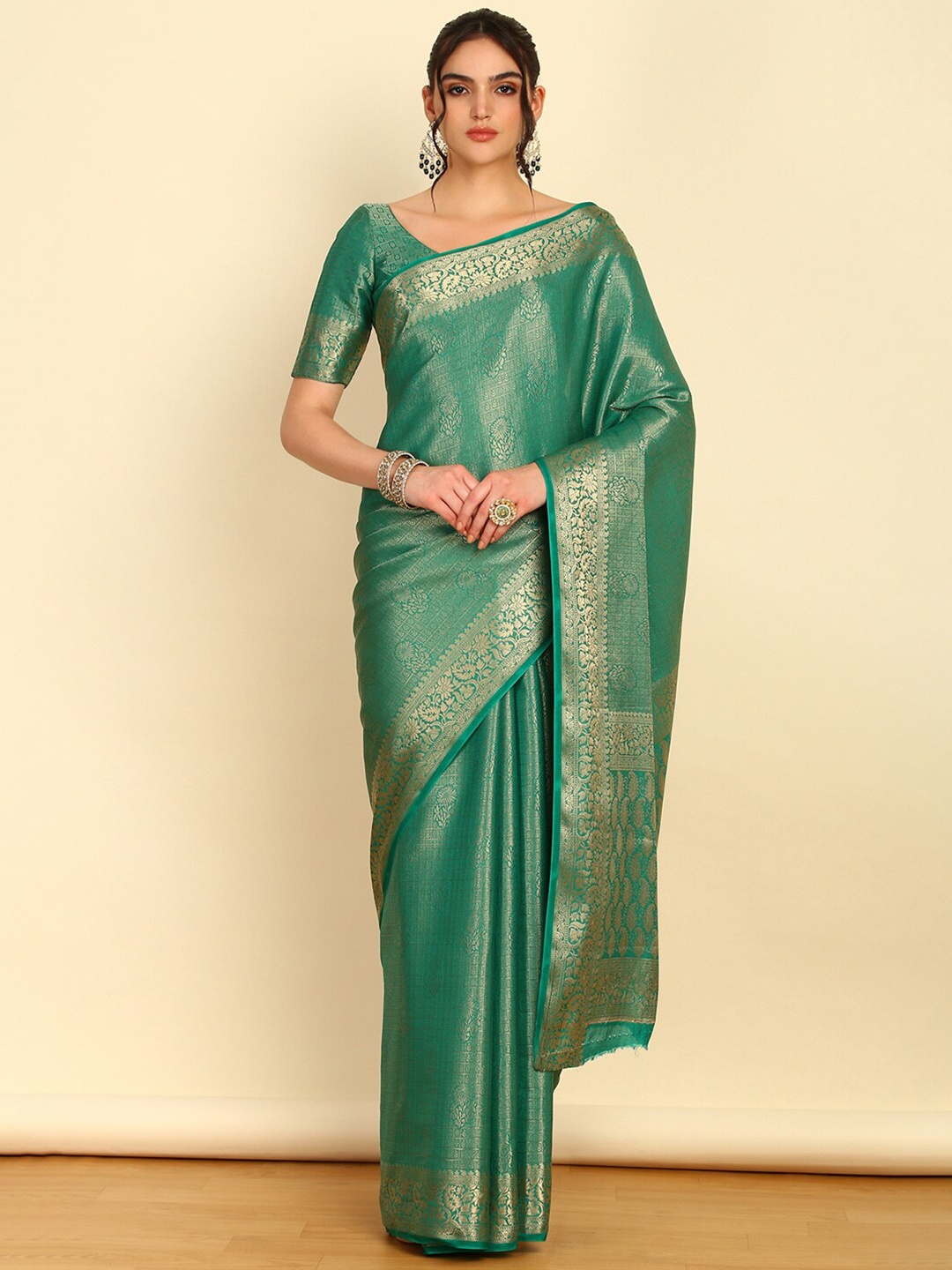 

Soch Floral Woven Design Zari Saree, Green