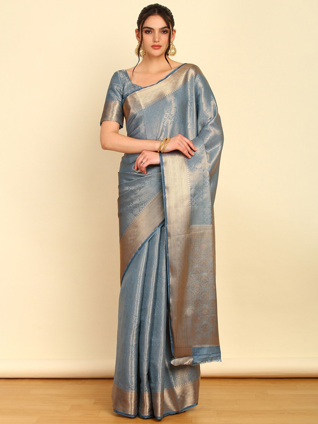 

Soch Floral Woven Design Zari Saree, Grey