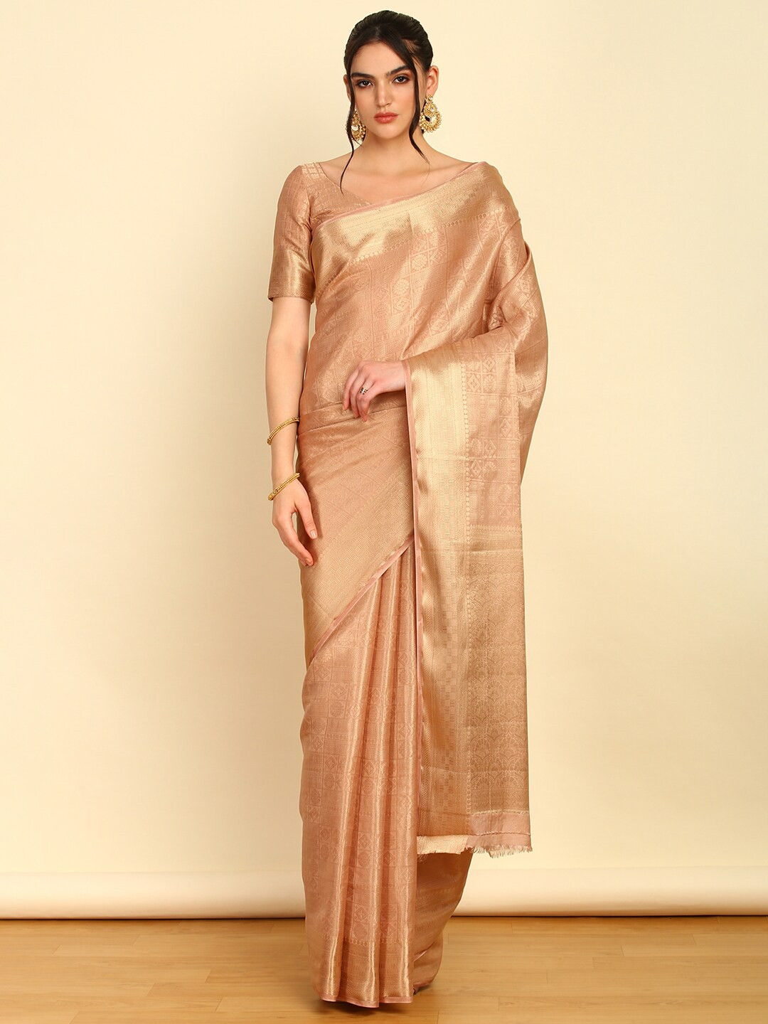 

Soch Beige Ethnic Motifs Woven Design Zari Saree