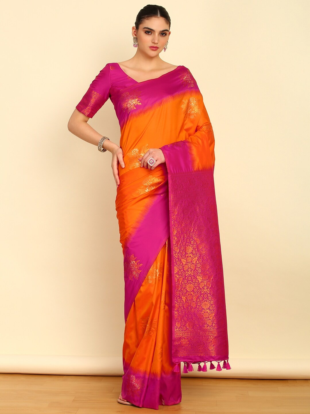 

Soch Woven Design Zari Saree, Orange