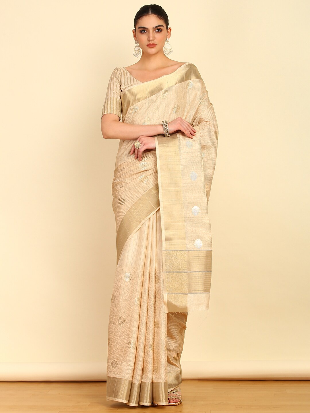 

Soch Woven Design Zari Tussar Saree, Beige