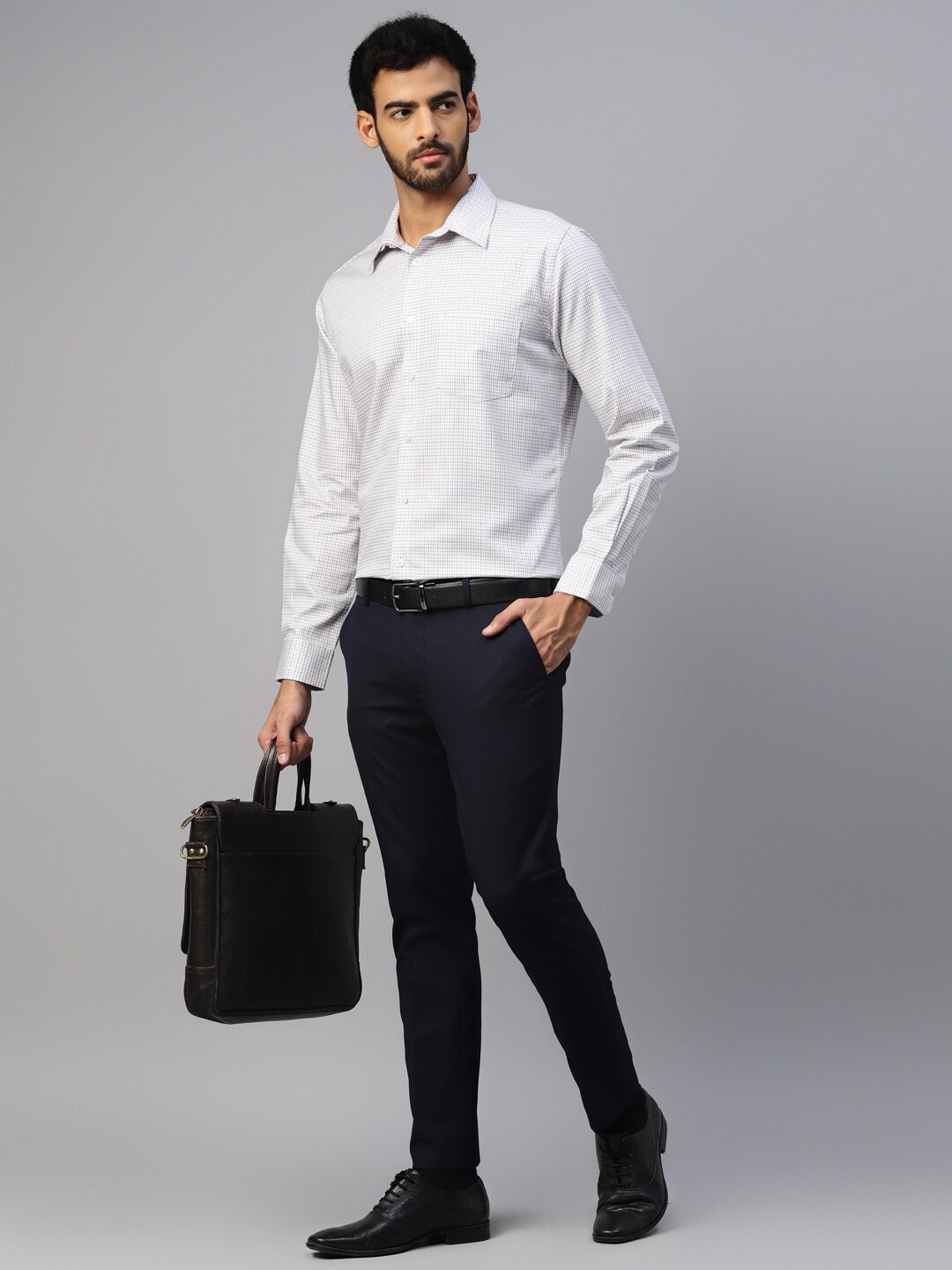 

DON VINO Comfort Slim Fit Micro Checked Cotton Formal Shirt, White