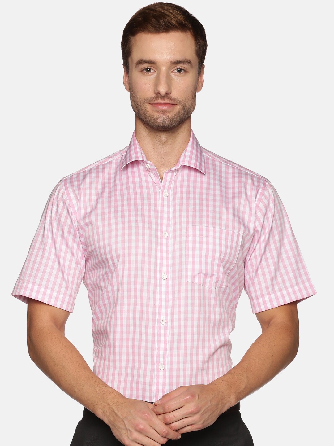 

DON VINO Comfort Tartan Checked Cotton Casual Shirt, Pink