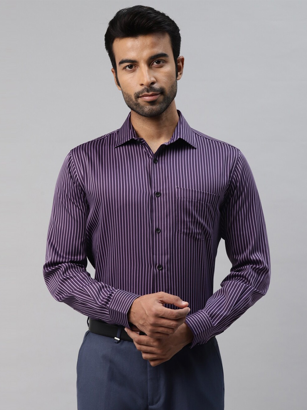 

DON VINO Comfort Striped Cotton Formal Shirt, Black
