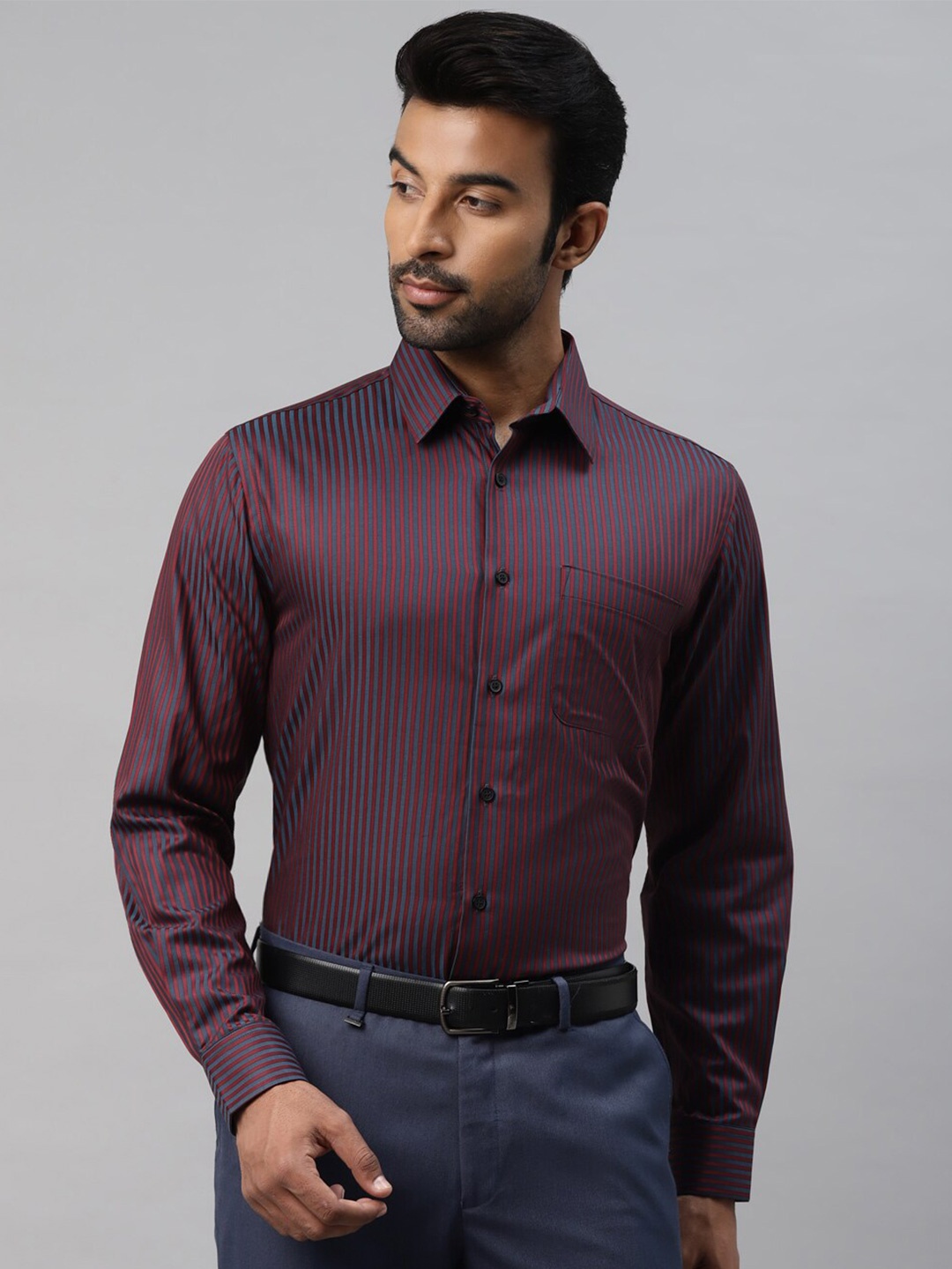 

DON VINO Comfort Striped Cotton Formal Shirt, Red
