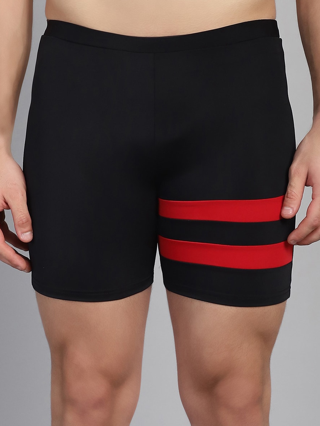 

CUKOO Men Striped Swim Bottoms, Black