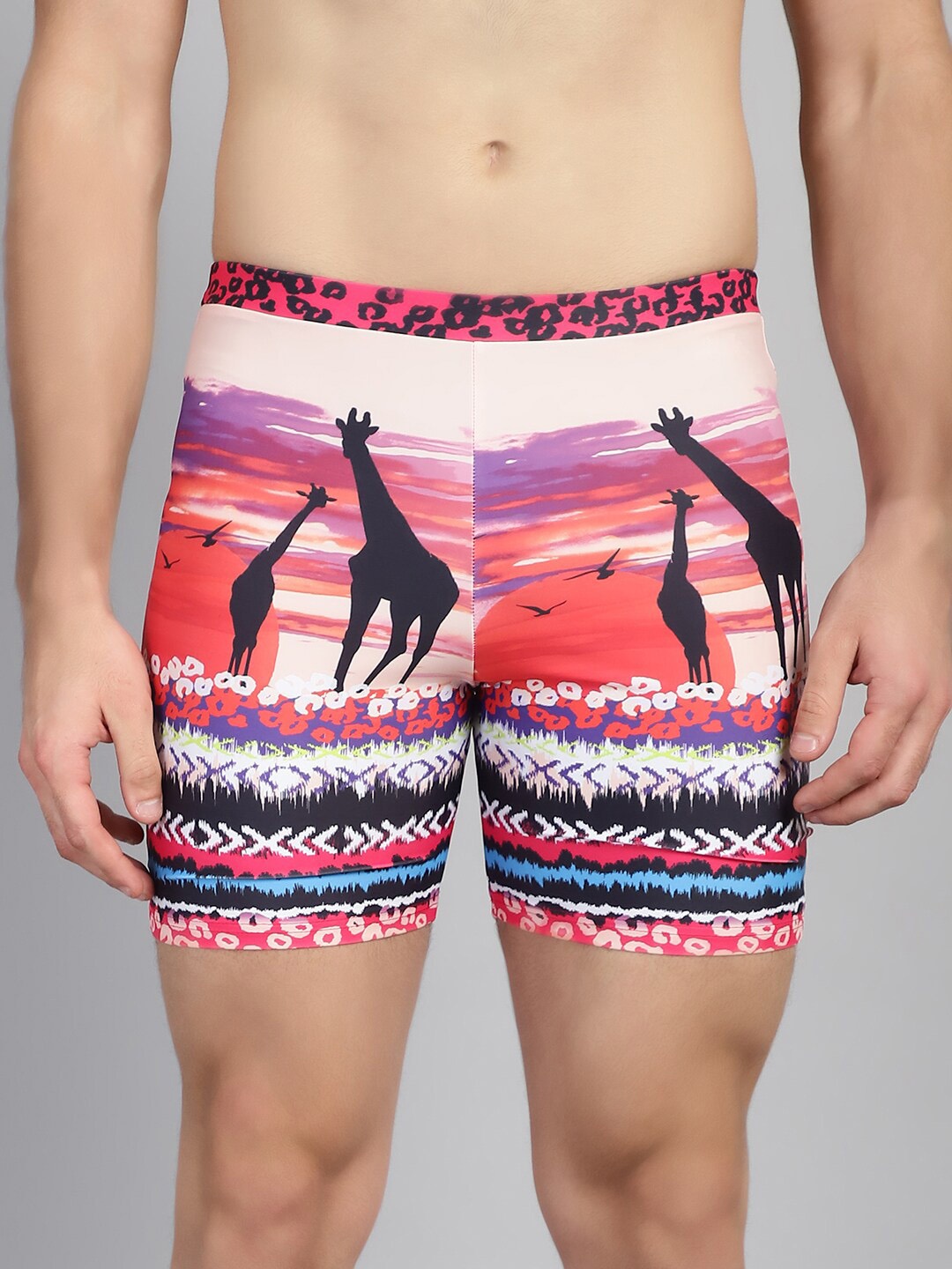 

CUKOO Men Printed Swim Bottoms, Cream
