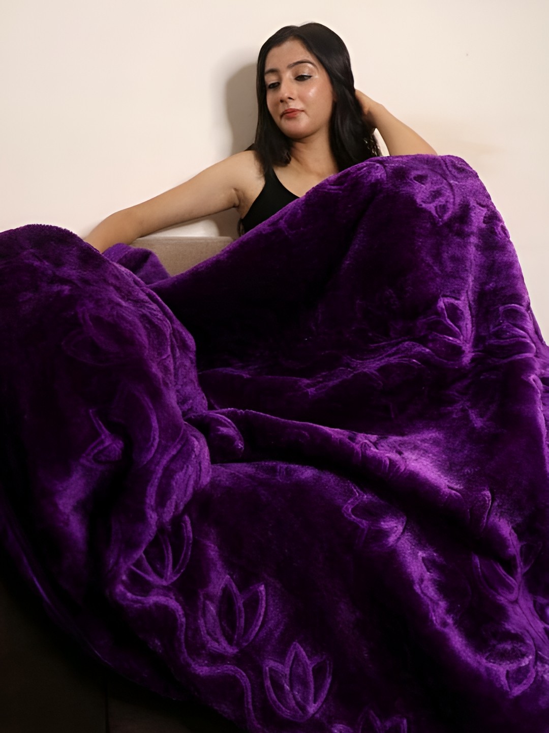

Comfowell Purple Floral Heavy Winter 500 GSM Single Bed Blanket