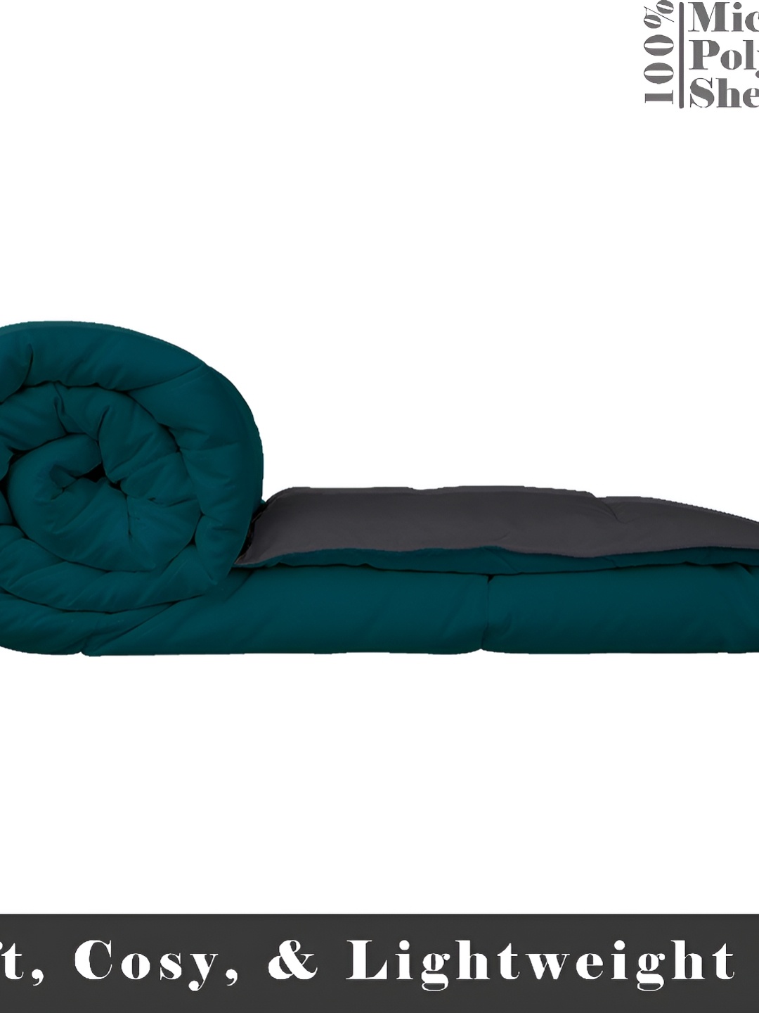 

Comfowell Grey & Teal Checked AC Room 233 GSM Double Bed Comforter
