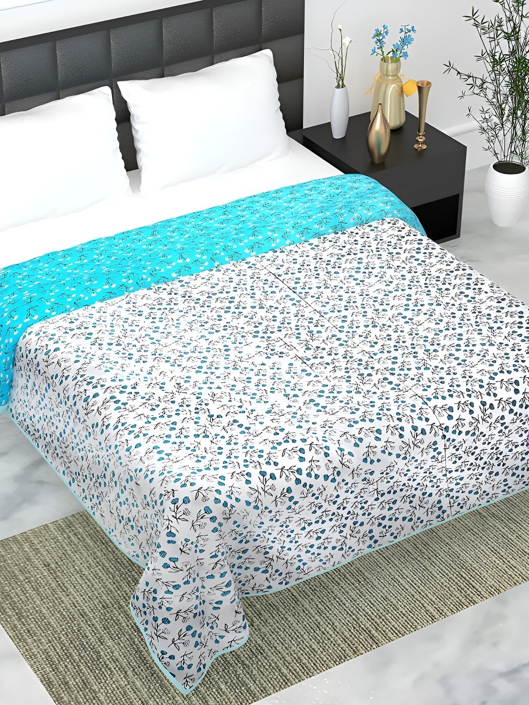 

Comfowell Blue & White Floral Cotton AC Room Single Bed Dohar
