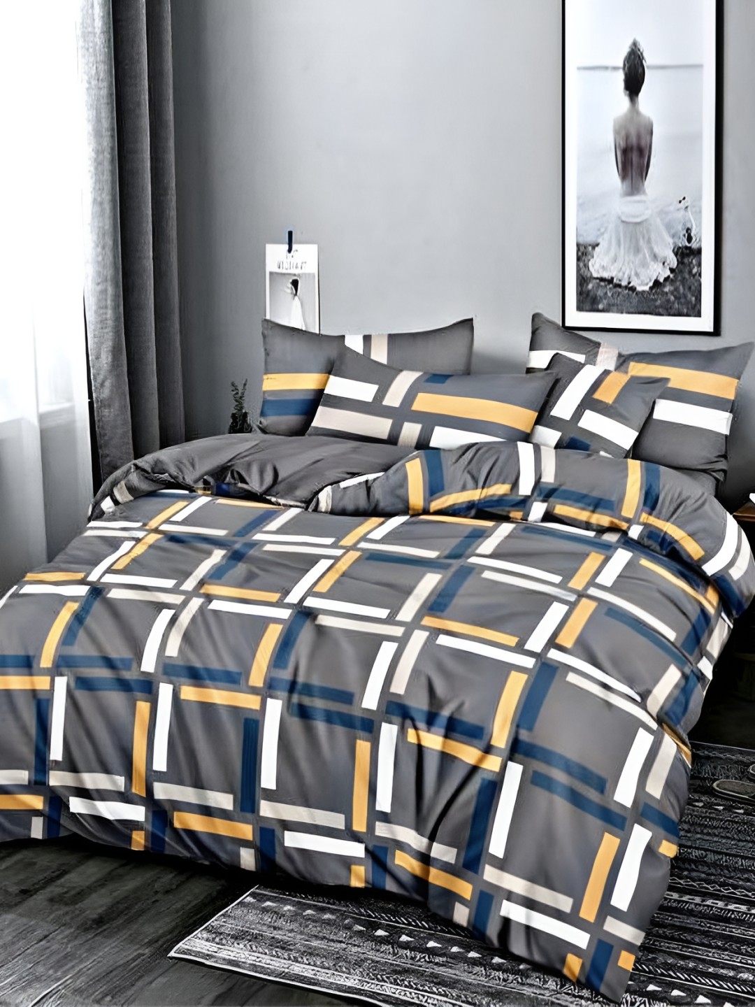 

Comfowell Grey & White Checked Heavy Winter 233 GSM Single Bed Comforter