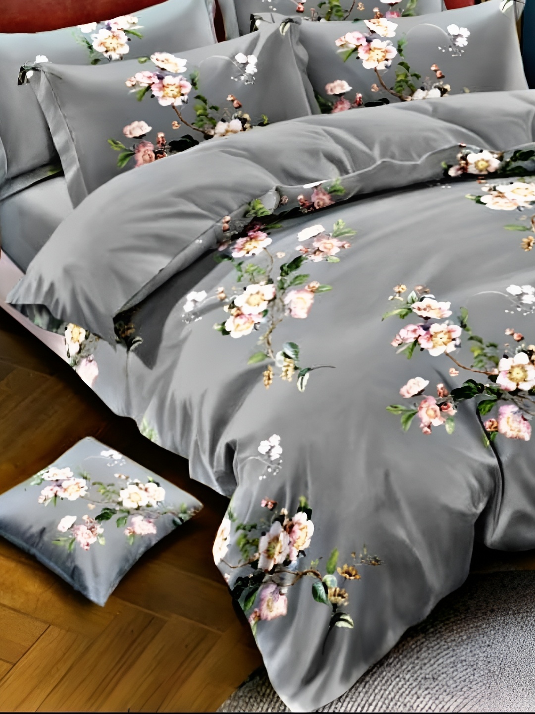 

Comfowell Grey & Pink Floral Heavy Winter 233 GSM Single Bed Comforter