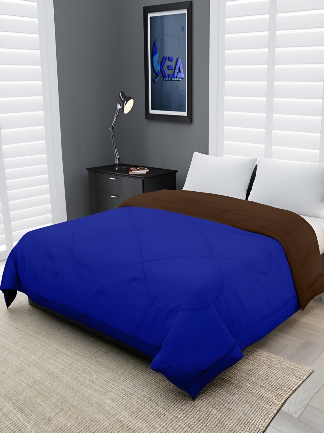 

Comfowell Brown & Blue Heavy Winter 233 GSM Double Bed Quilt