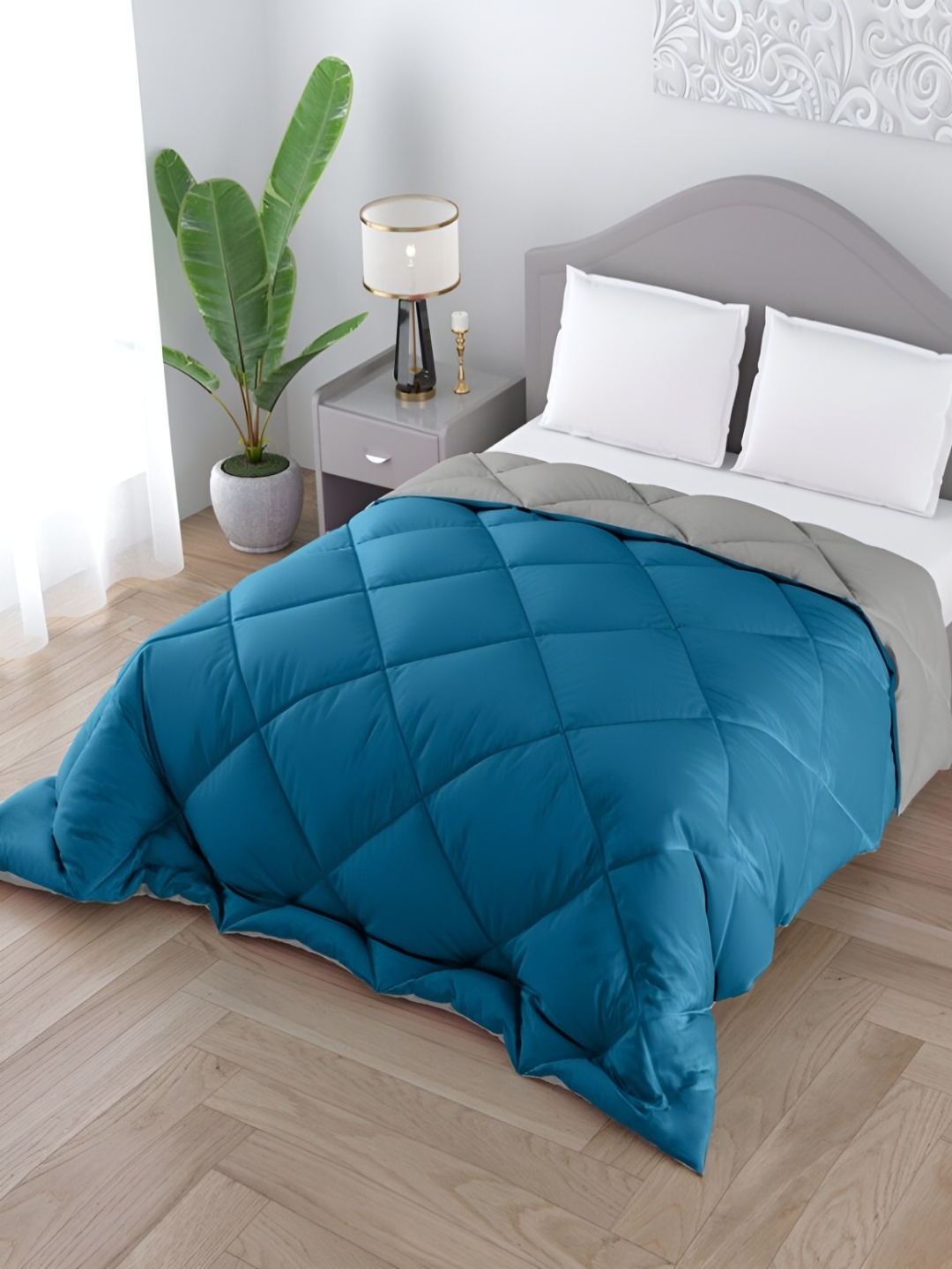 

Comfowell Grey & Blue Heavy Winter 233 GSM Double Bed Quilt