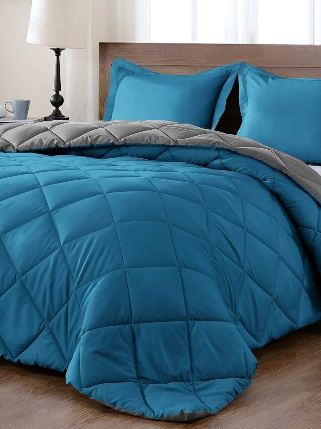 

Comfowell Grey & Blue Heavy Winter 233 GSM Single Bed Quilt
