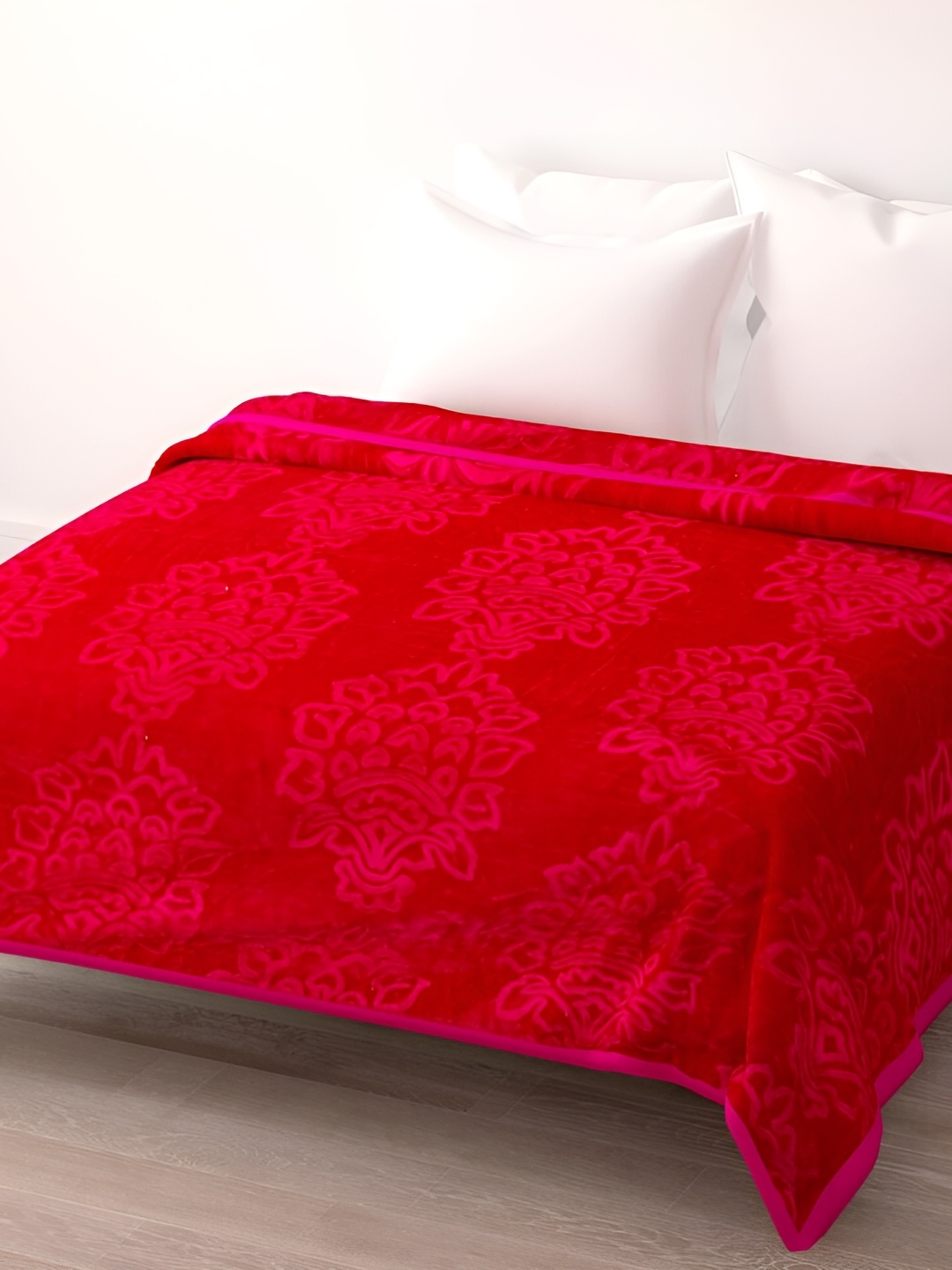 

Comfowell Maroon Floral Microfiber Heavy Winter 110 GSM Double Bed Blanket