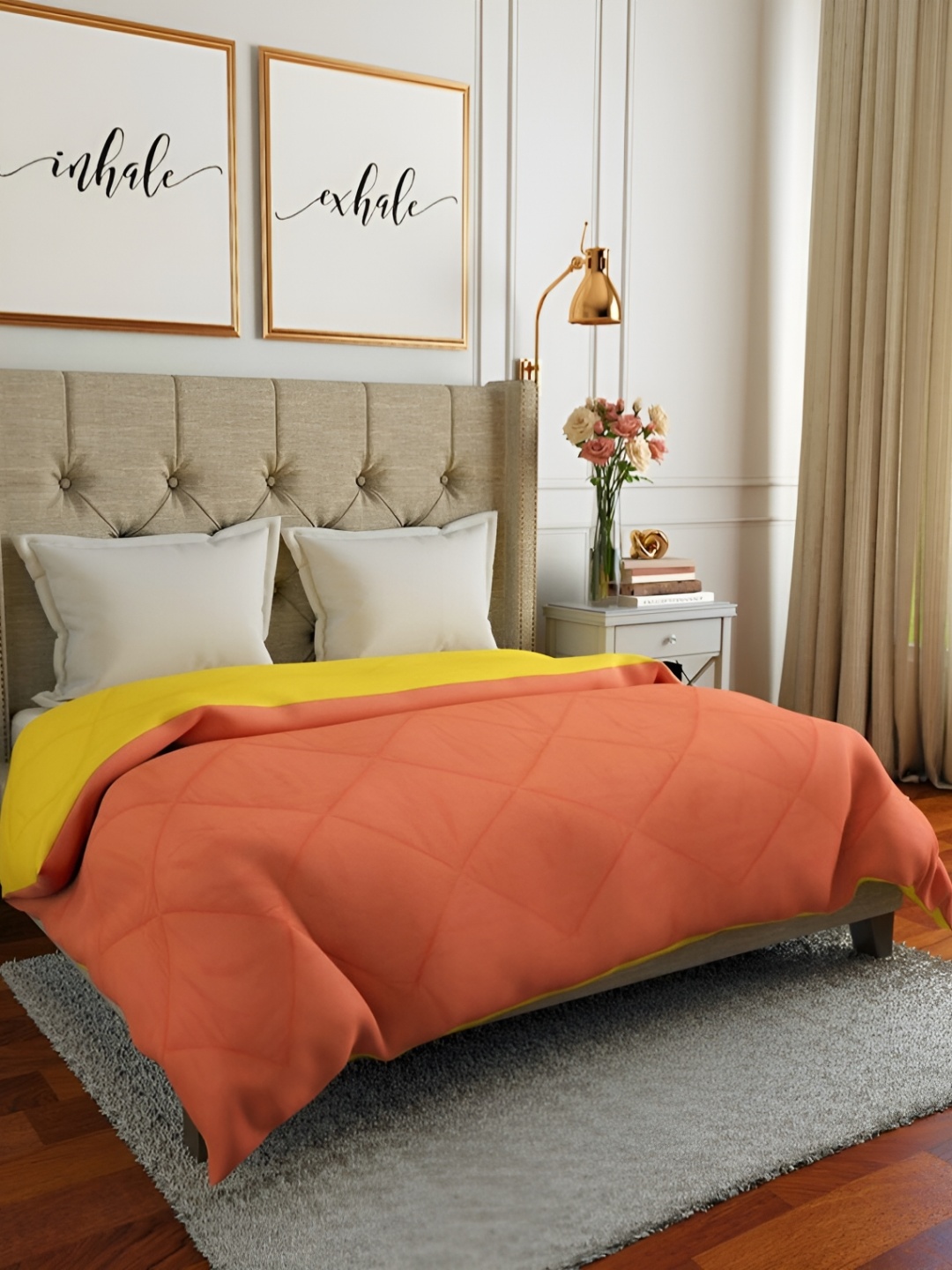 

Comfowell Orange & Yellow Heavy Winter 233 GSM Double Bed Quilt