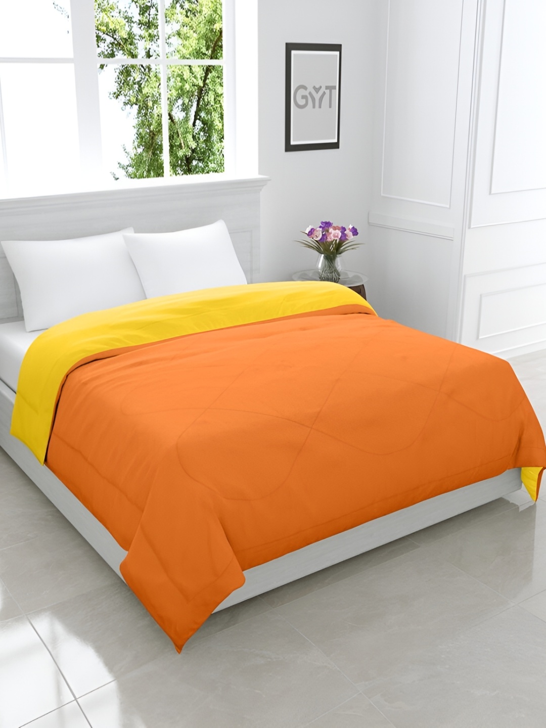 

Comfowell Orange & Yellow Heavy Winter 233 GSM Double Bed Quilt