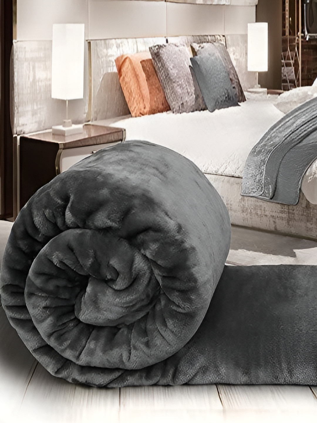 

Comfowell Grey Floral Microfiber Mild Winter 500 GSM Double Bed Blanket