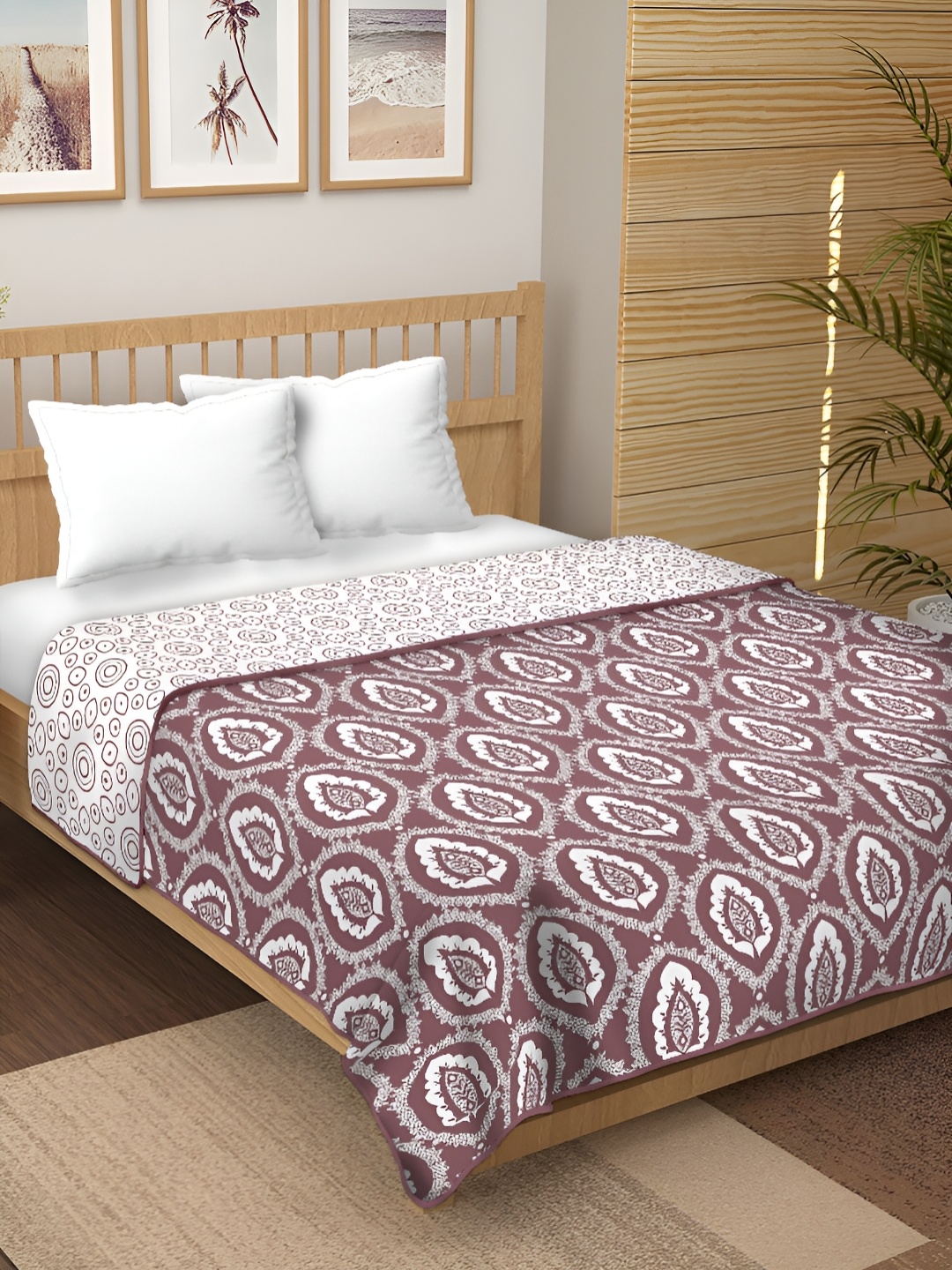 

Comfowell Brown & White Floral Cotton 200 GSM AC Room Double Bed Dohar