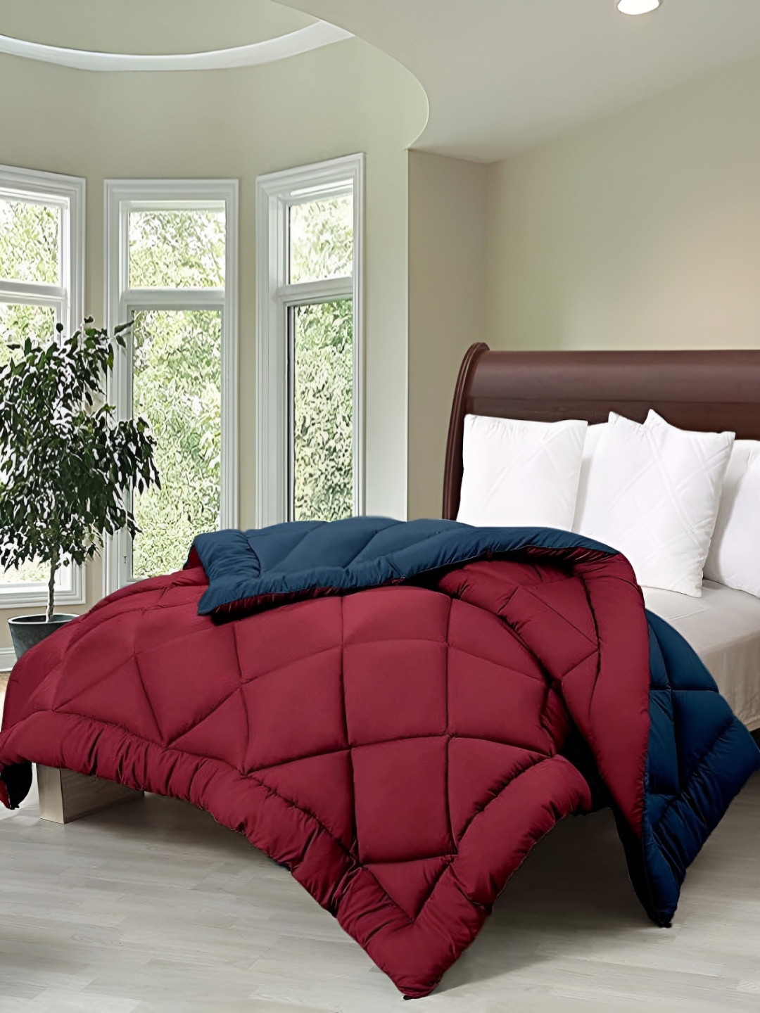 

Comfowell Navy Blue & Maroon Heavy Winter 233 GSM Double Bed Comforter