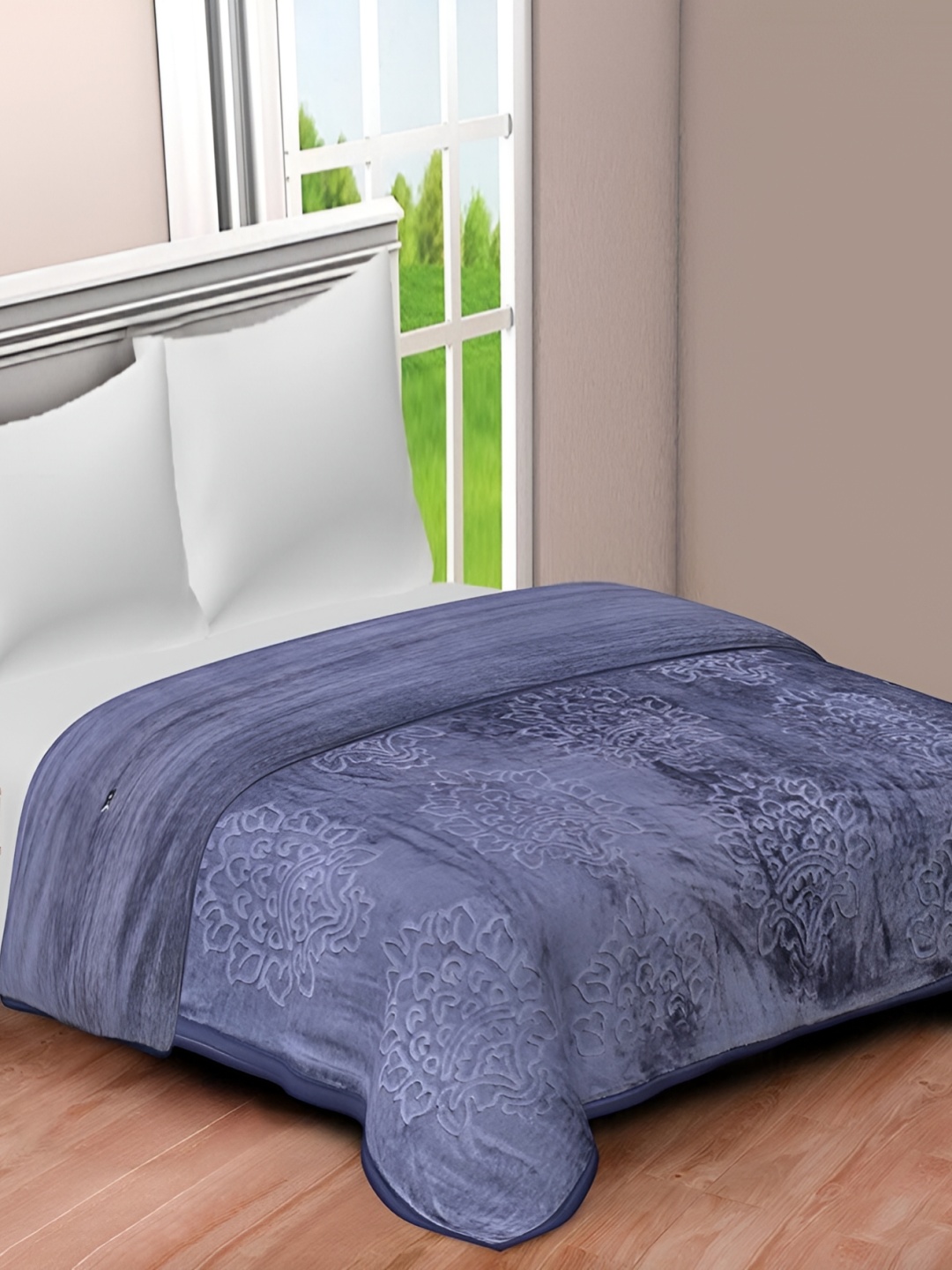

Comfowell Grey Ethnic Motifs Microfiber Heavy Winter 110 GSM Double Bed Blanket