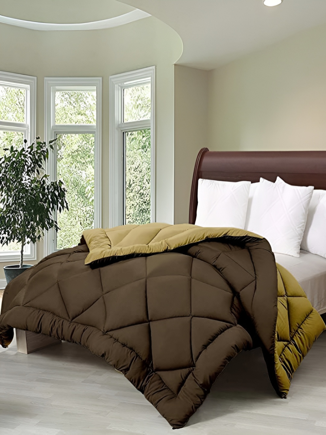 

Comfowell Brown & Gold-Toned Heavy Winter 233 GSM Double Bed Comforter