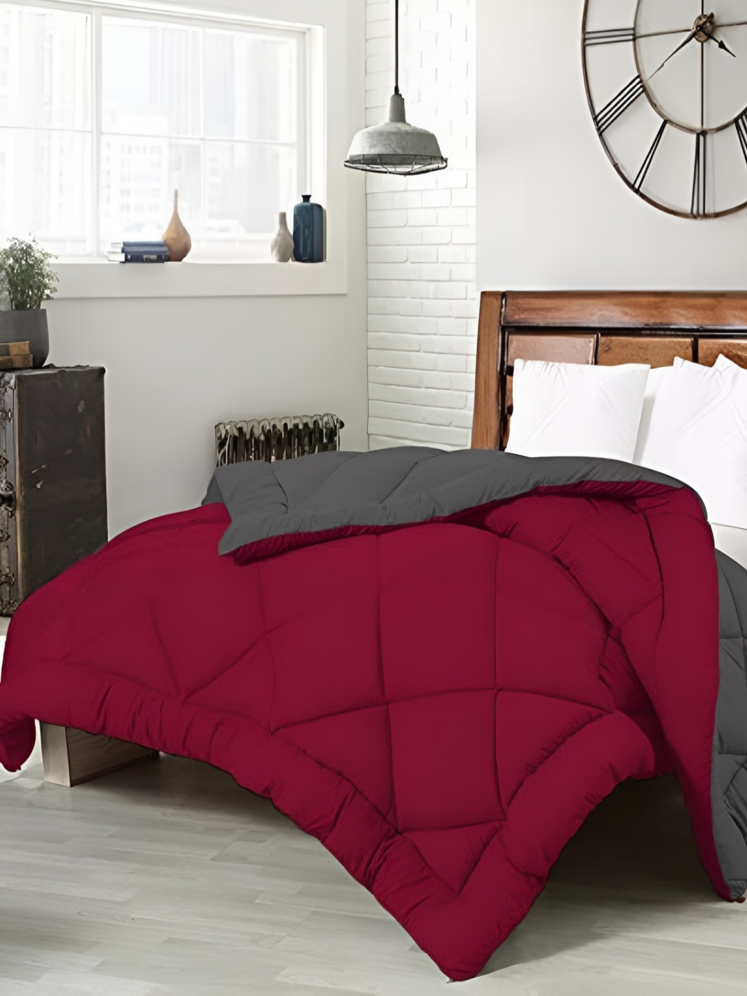 

Comfowell Maroon & Grey Heavy Winter 233 GSM Double Bed Comforter