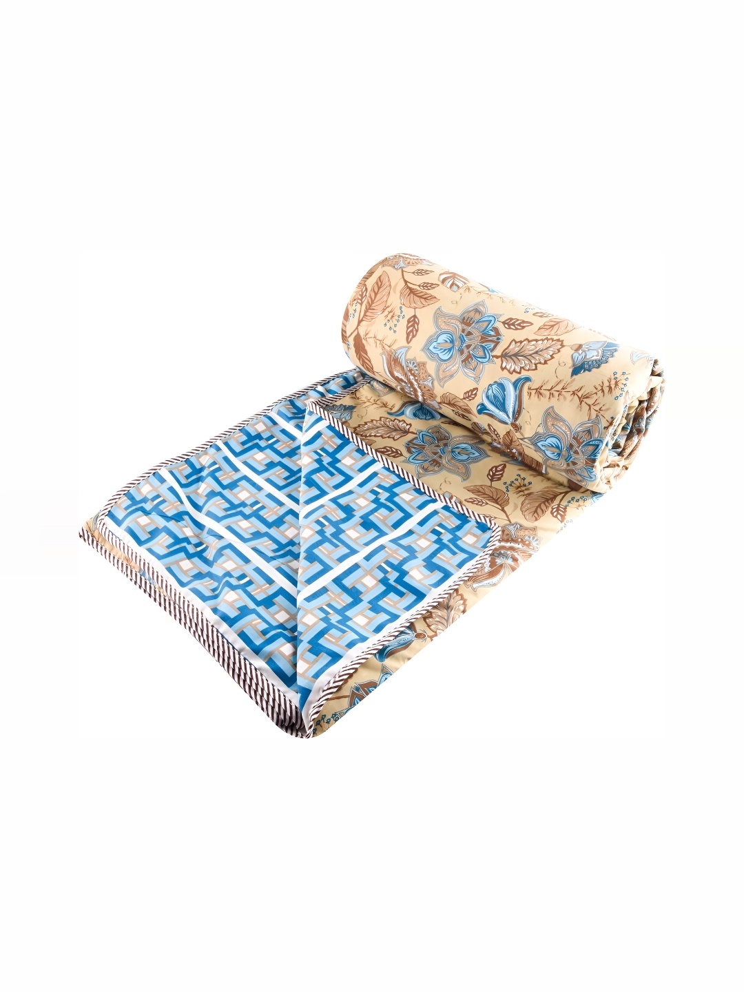 

Comfowell Beige & White Ethnic Motifs 110 GSM Cotton AC Room Double Bed Dohar