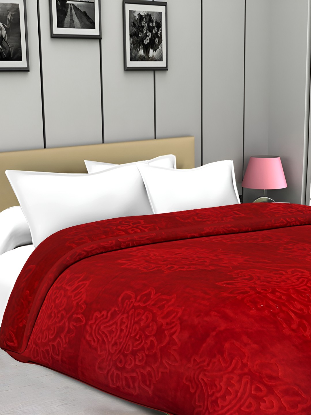 

Comfowell Red Floral Microfiber Mild Winter Single Bed Blanket