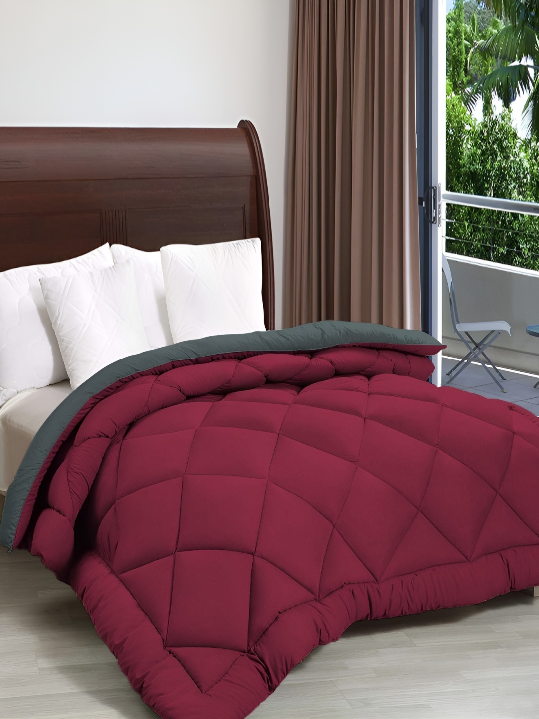 

Comfowell Maroon & Grey Heavy Winter 233 GSM Double Bed Comforter