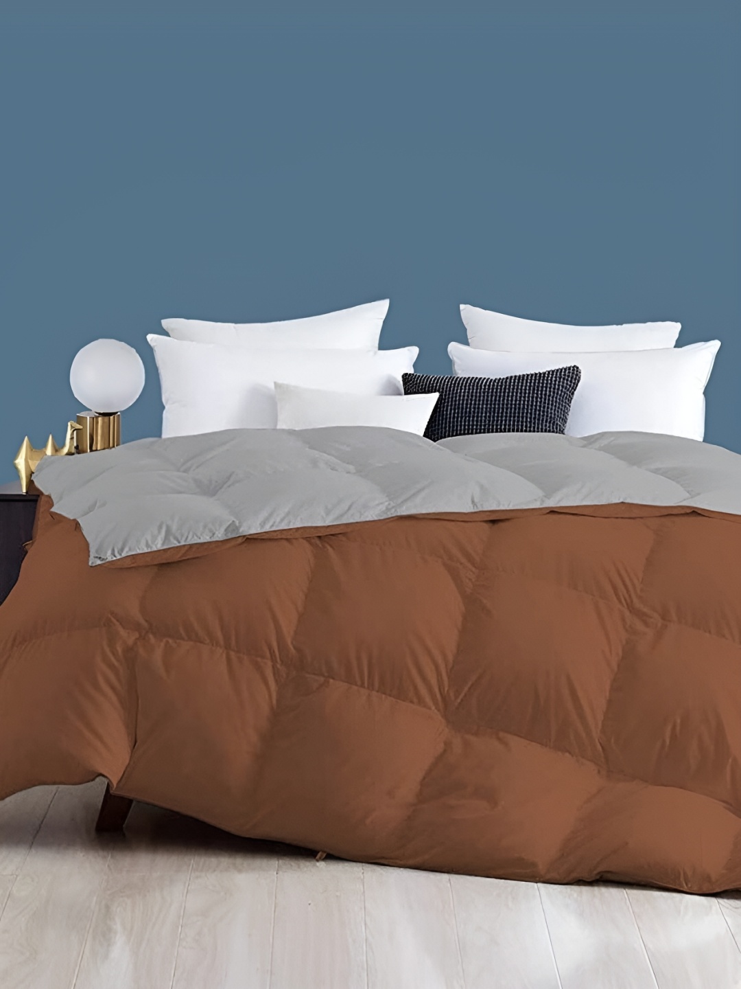 

Comfowell Brown & Grey Checked Heavy Winter 233 GSM Double Bed Quilt