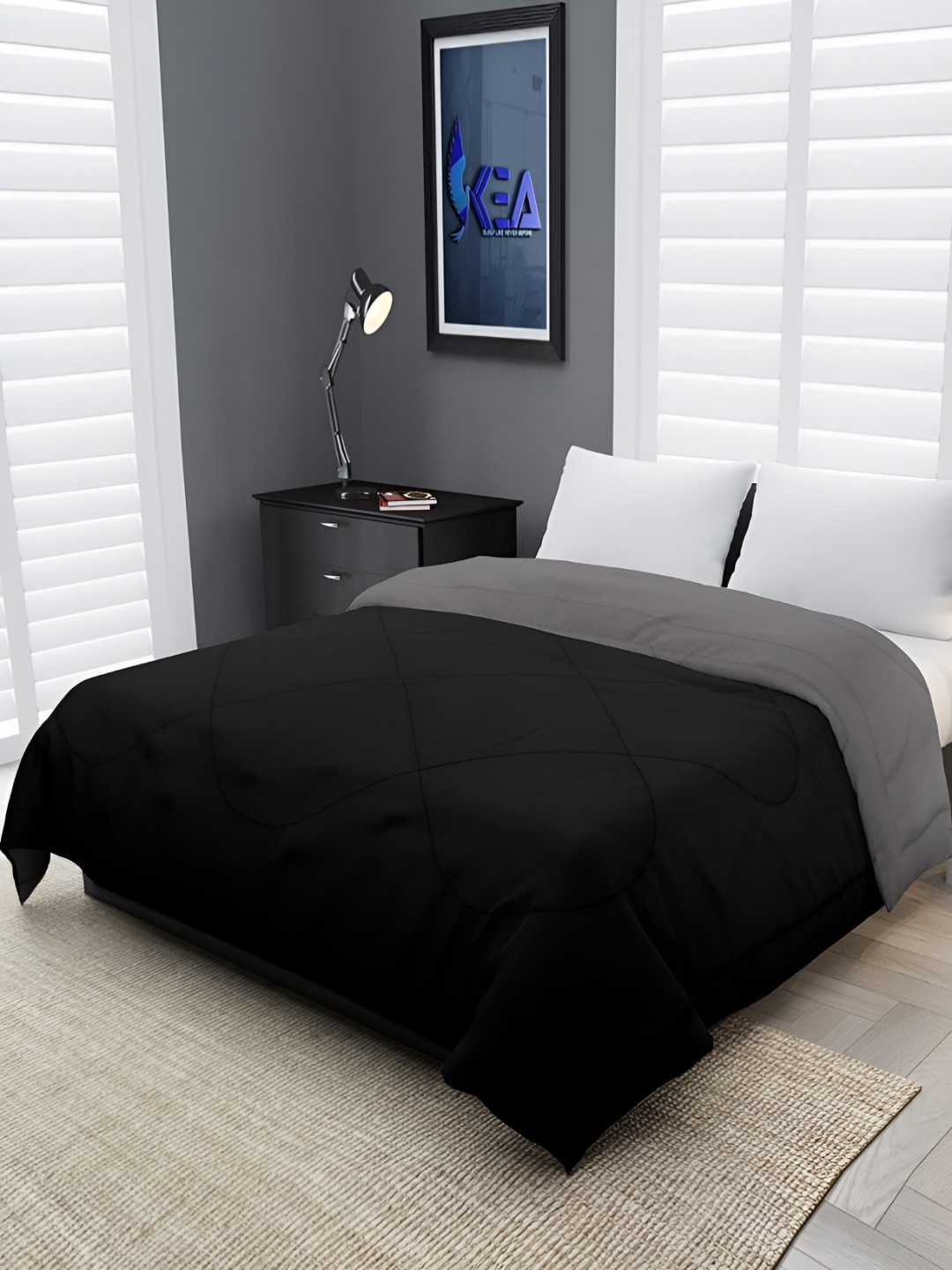 

Comfowell Black & Grey Checked Heavy Winter 233 GSM Double Bed Comforter