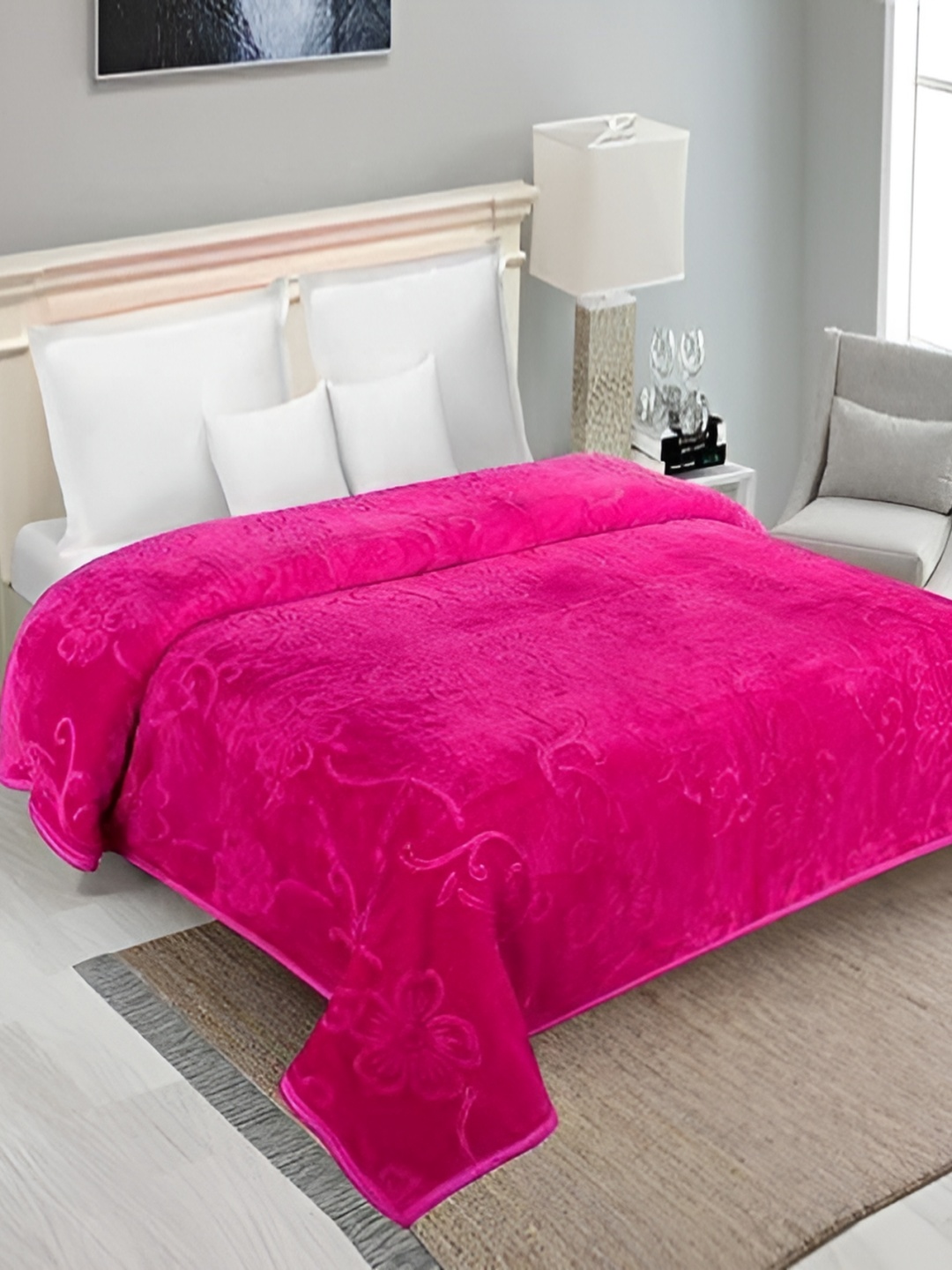 

Comfowell Pink Floral Microfiber Mild Winter 500 GSM Double Bed Blanket