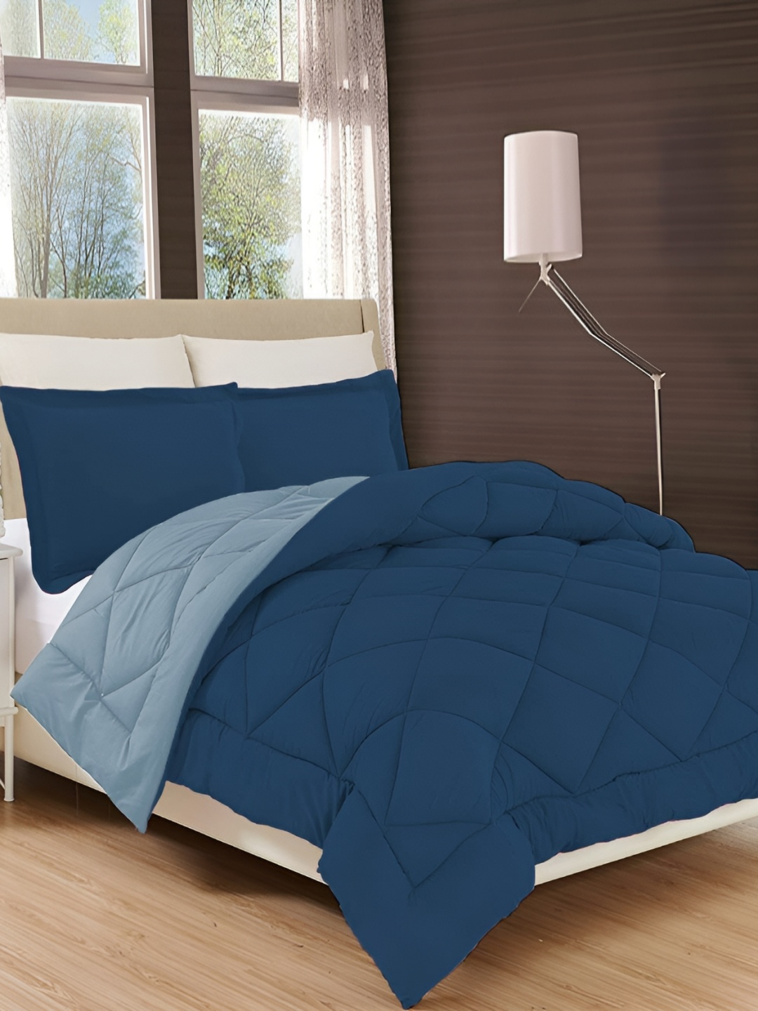 

Comfowell Blue & Navy Blue Geometric Heavy Winter 233 GSM Double Bed Comforter