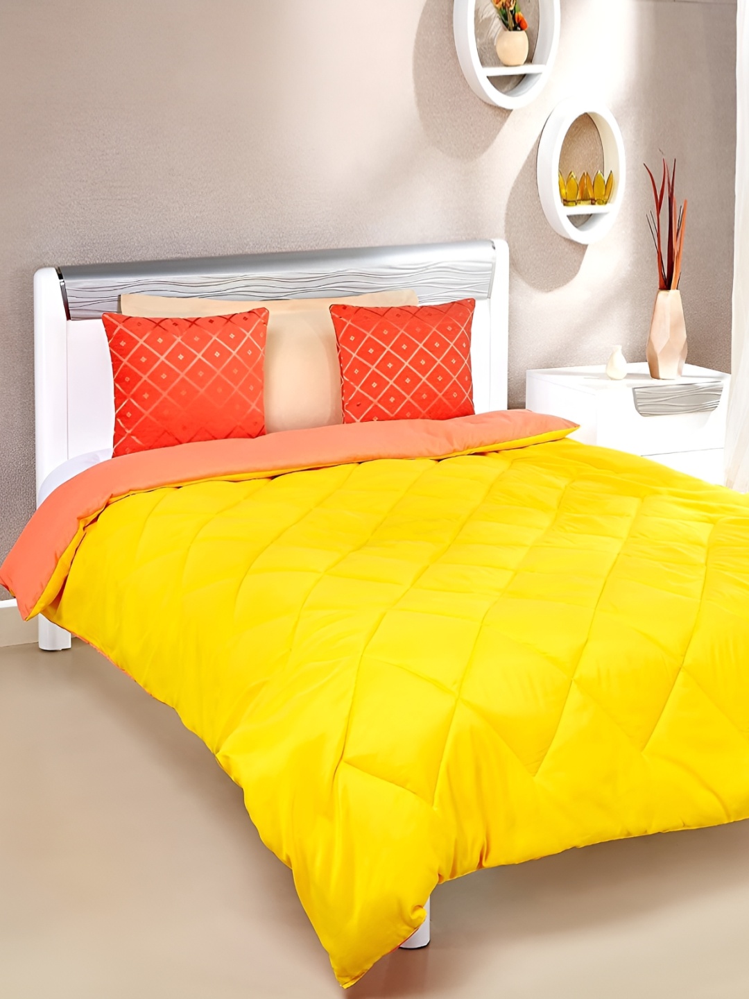 

Comfowell Yellow & Peach Microfiber Heavy Winter 233 GSM Double Bed Duvet