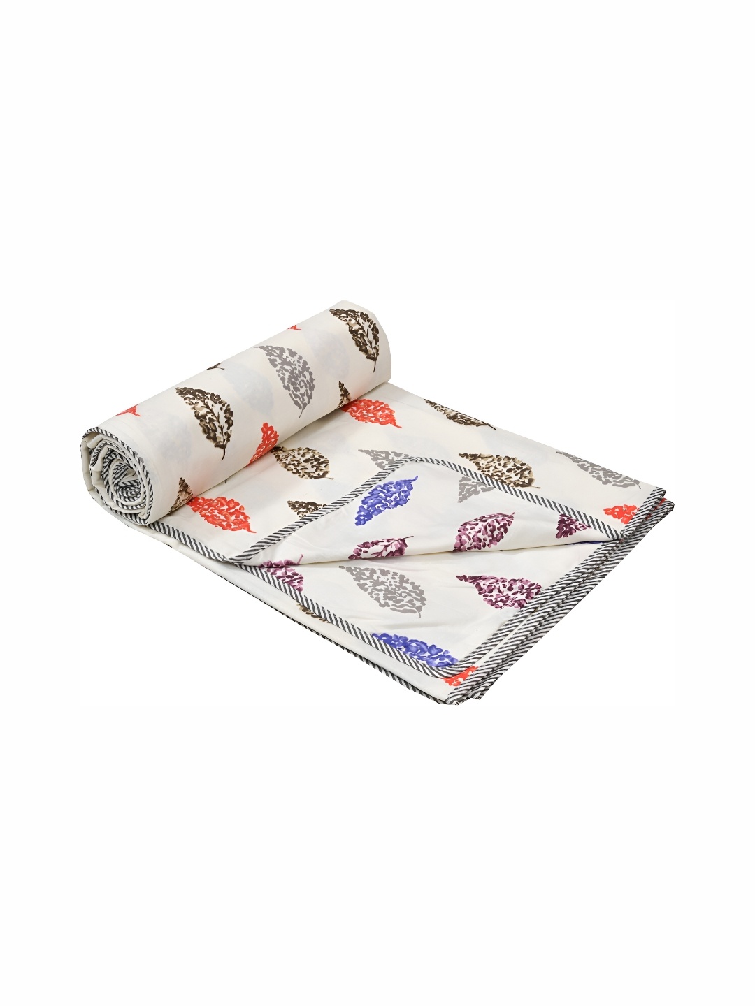 

Comfowell Beige & Red Floral Cotton AC Room 150 GSM Single Bed Dohar