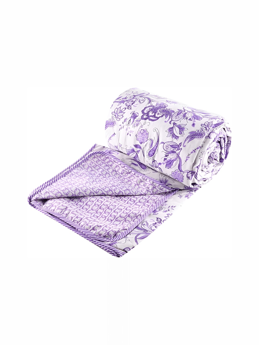 

Comfowell Purple & White Ethnic Motifs Cotton AC Room 110 GSM Single Bed Dohar