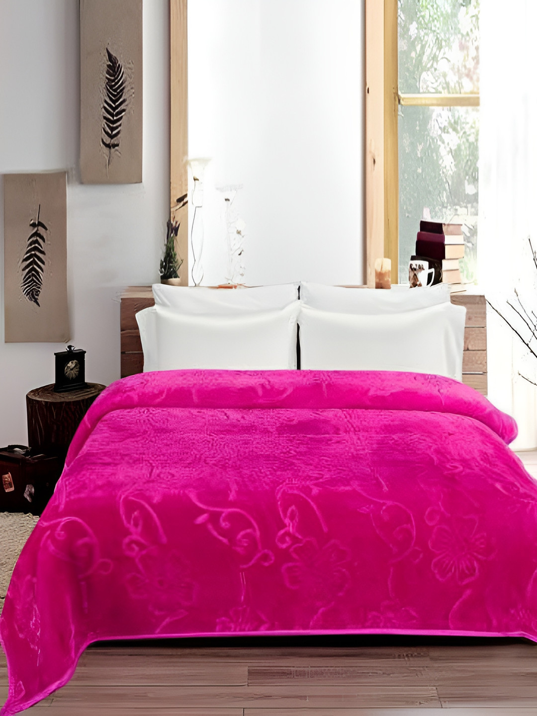 

Comfowell Pink Floral Mild Winter 500 GSM Double Bed Blanket