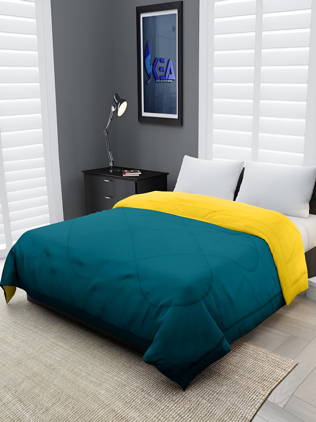 

Comfowell Yellow & Blue Heavy Winter 233 GSM Single Bed Comforter