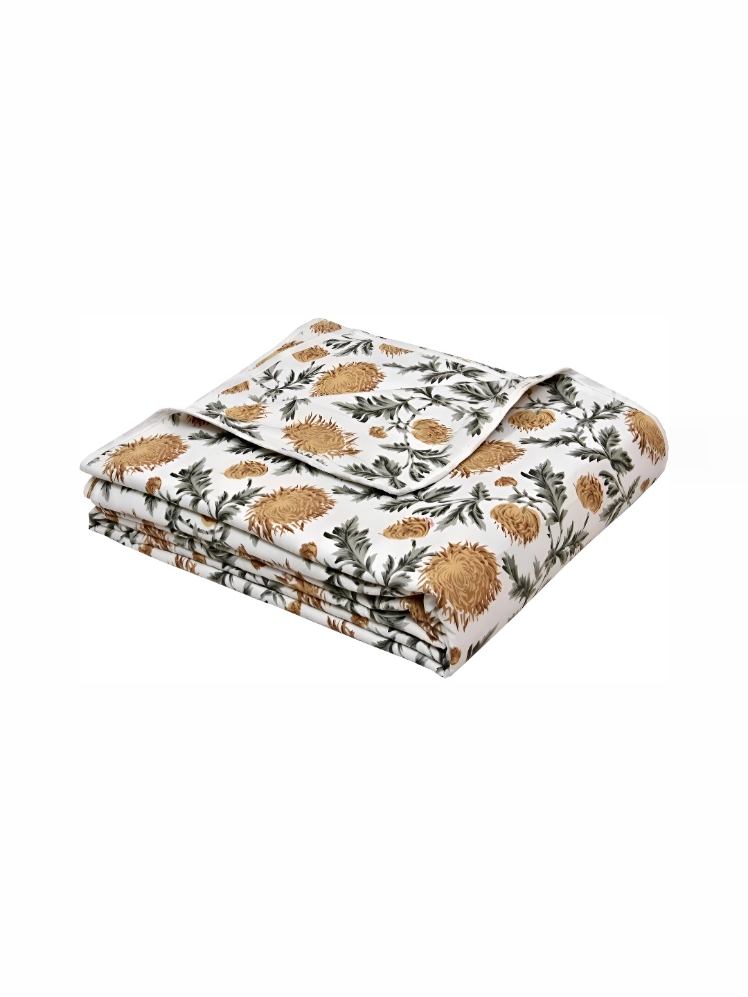 

Comfowell White & Beige Floral AC Room 110 GSM Single Bed Dohar