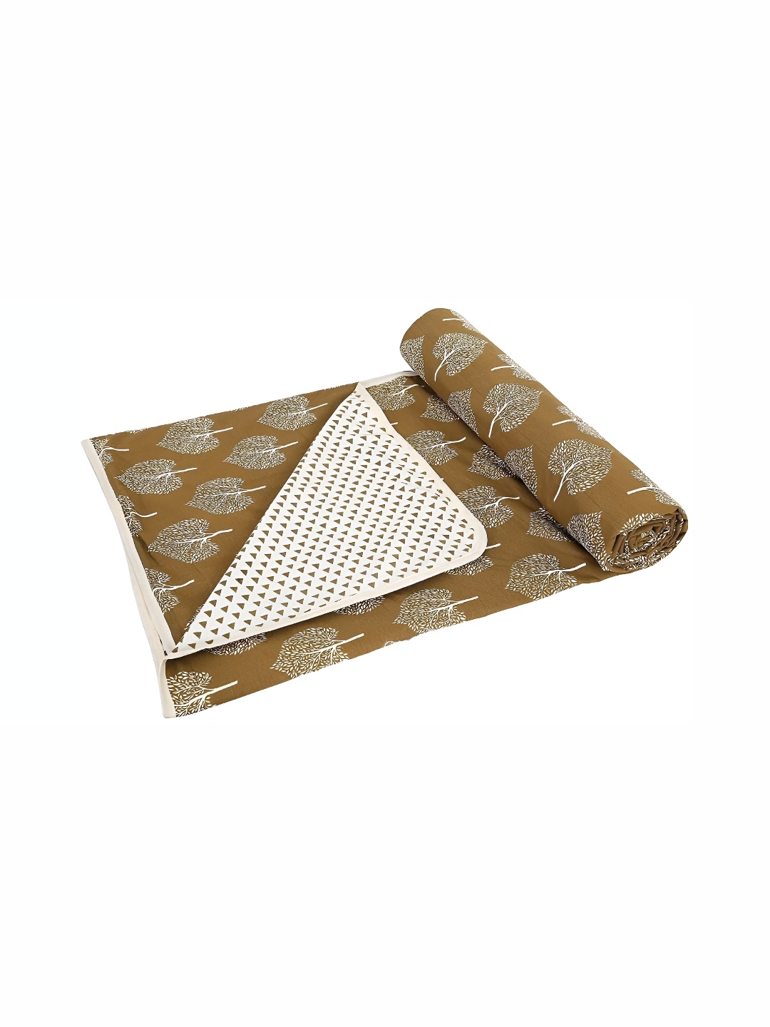 

Comfowell Green & White Floral AC Room Cotton 110 GSM Double Bed Dohar