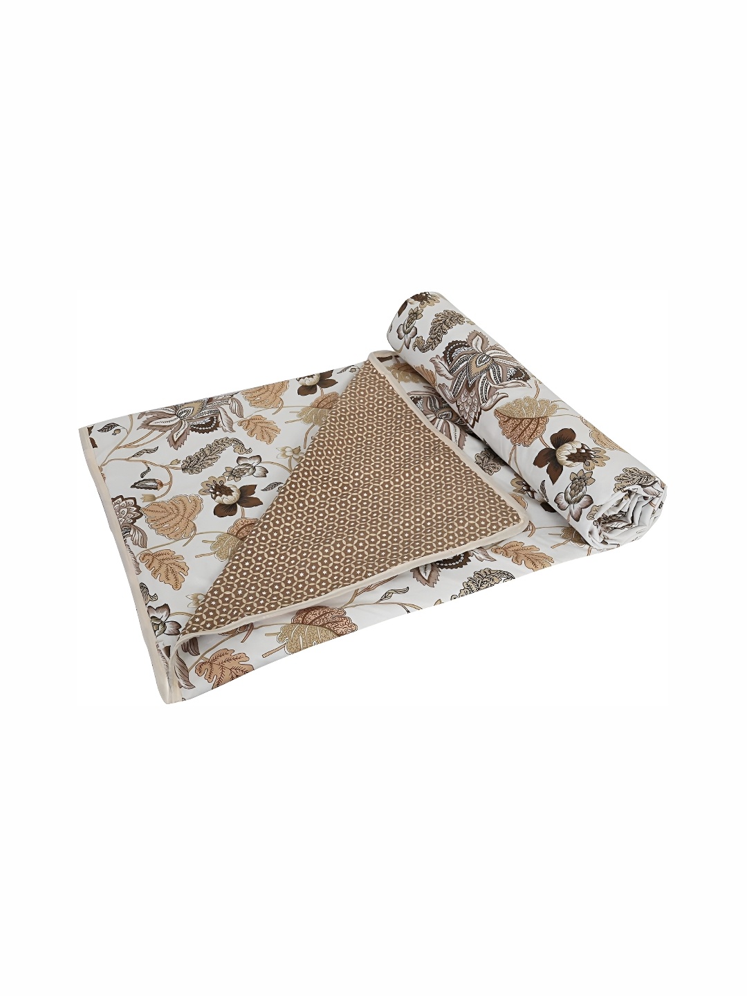 

Comfowell Beige & White Floral AC Room Cotton 110 GSM Single Bed Dohar