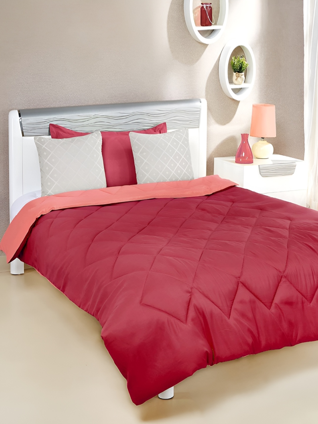 

Comfowell Pink & Maroon Microfiber Heavy Winter 233 GSM Double Bed Comforter