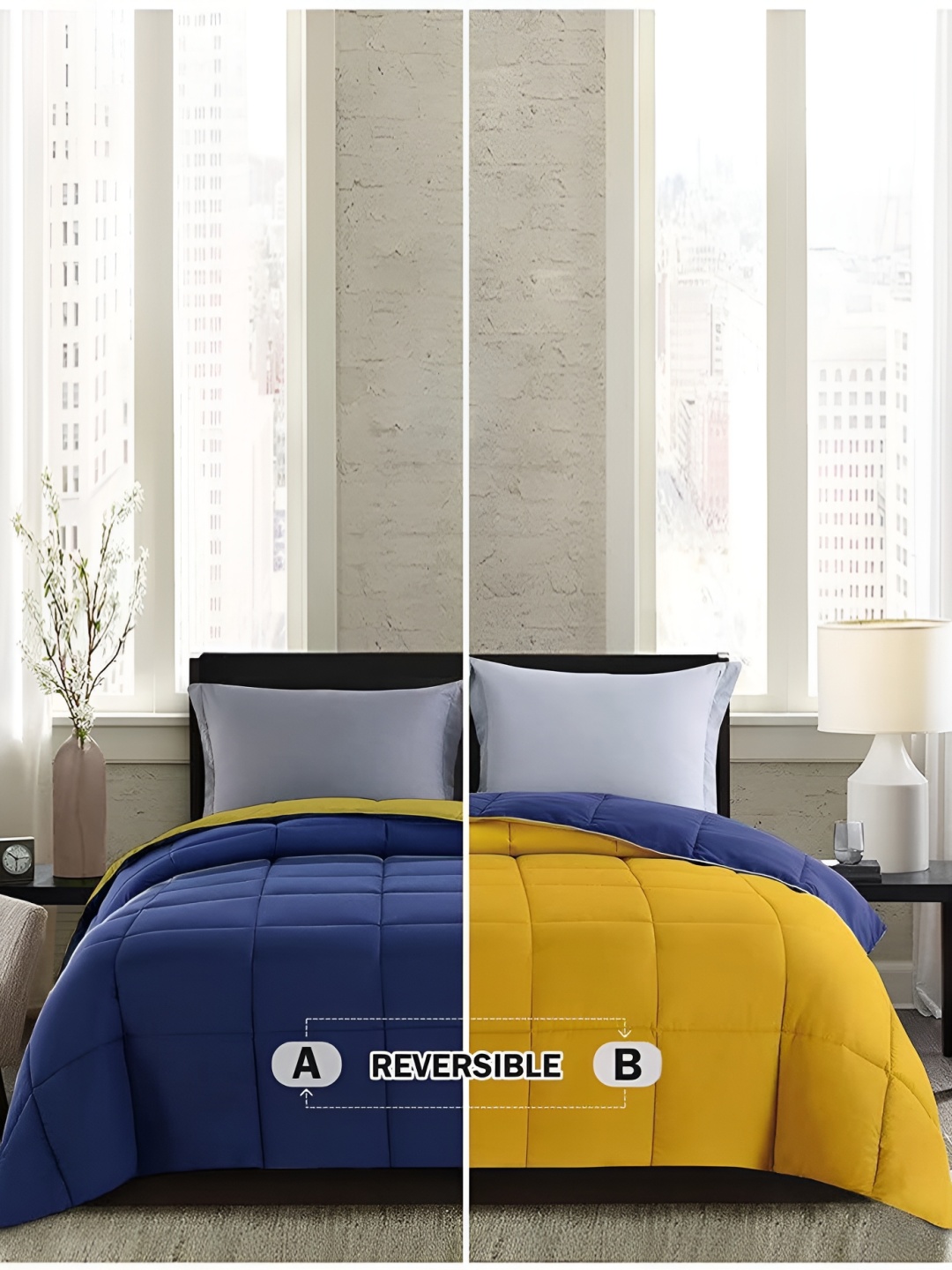 

Comfowell Blue & Yellow Heavy Winter 233 GSM Double Bed Comforter